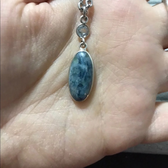 New Sterling Silver Mermaid Kyanite Short Necklace Pendant Topaz Accent Crystal - Picture 8 of 13